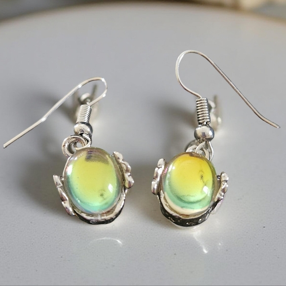Unbranded Jewelry - Iridescent Dangle Earrings - Yellow-Green